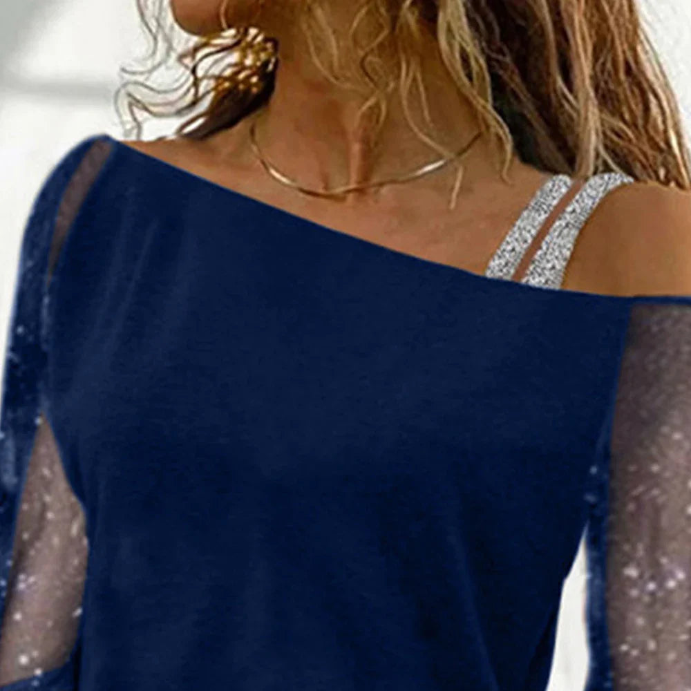 Britt- Übergrößen Langarm-T-Shirt mit Spitze und Mesh