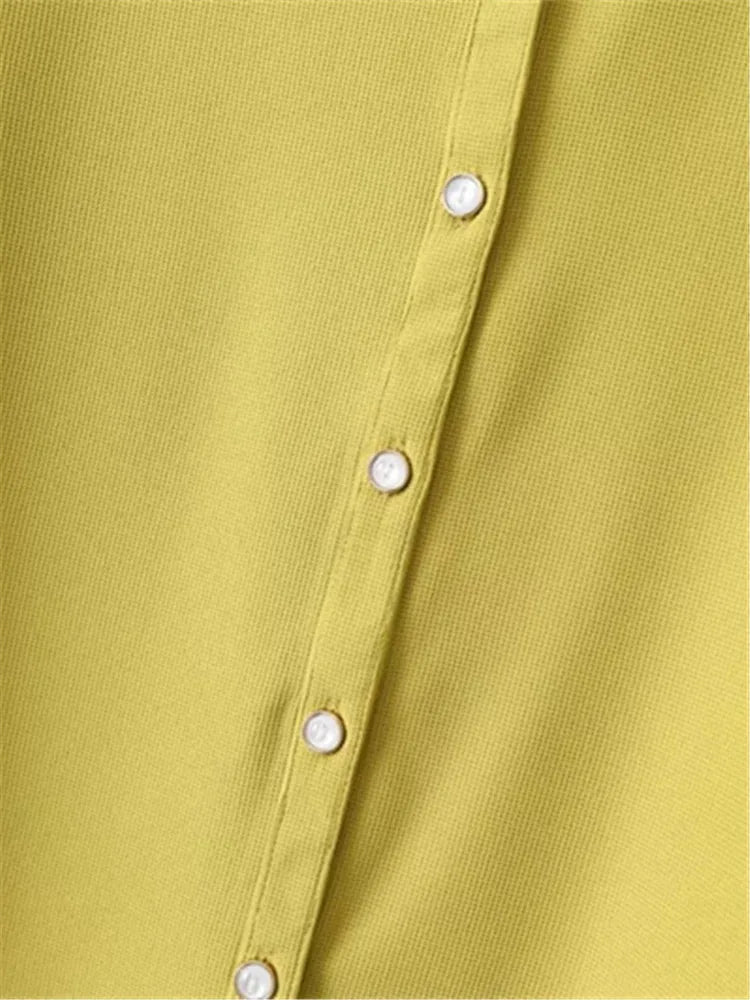 Katheryn - Einfaches Strickwaffel-Stretch-Rundhals-T-Shirt mit kurzen Ärmeln