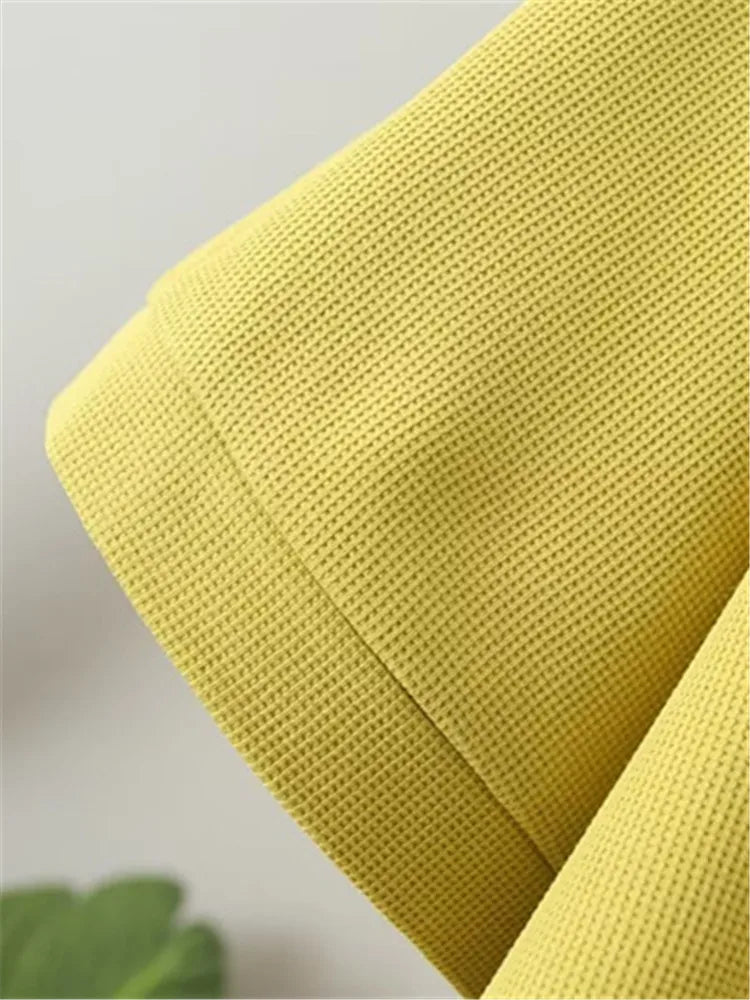 Katheryn - Einfaches Strickwaffel-Stretch-Rundhals-T-Shirt mit kurzen Ärmeln