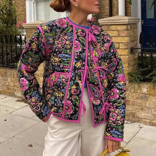 Lillymoda | Greta - Stylische farbenfrohe wattierte Strickjacke