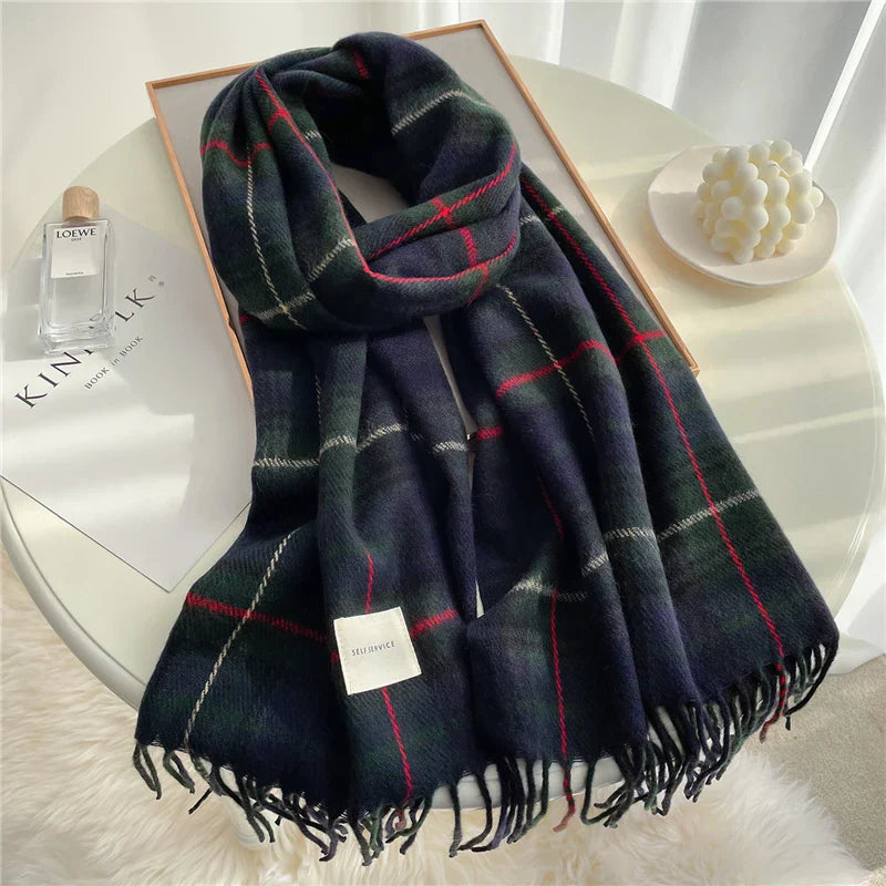 Schal im Winterstil mit britischem Karomuster dick und warm für Herbst und Winter für Frauen