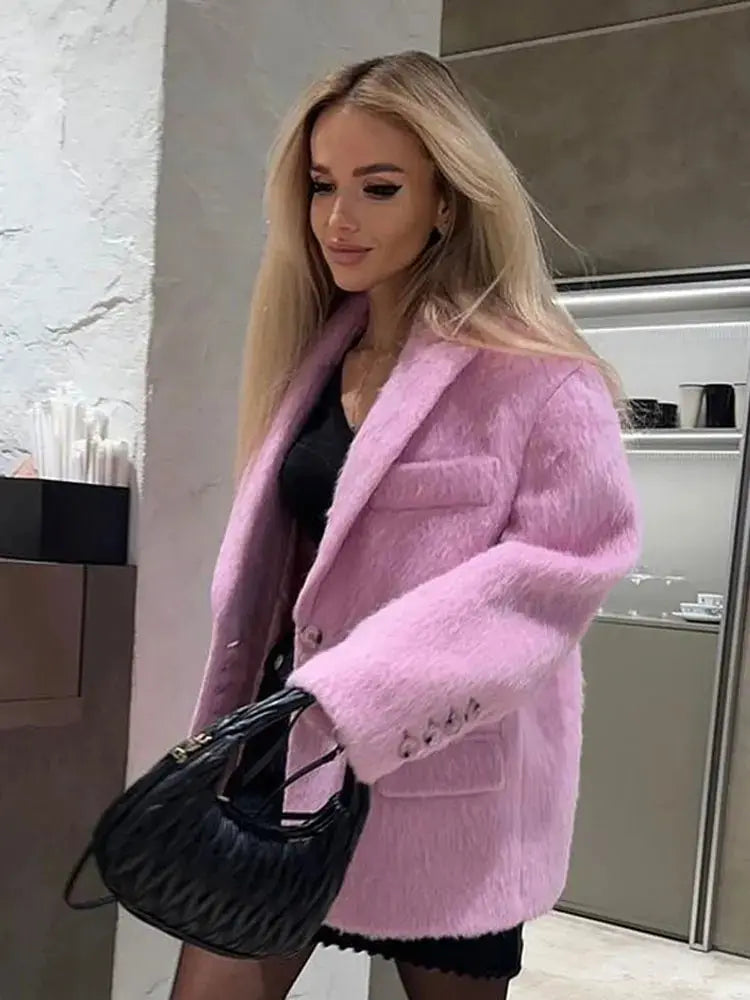 Lillymoda | Andera - Plüsch Wintermantel mit Taschen für Damen