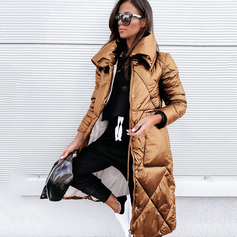 Lillymoda | Ella - Lange Wattierte Jacke für Frauen