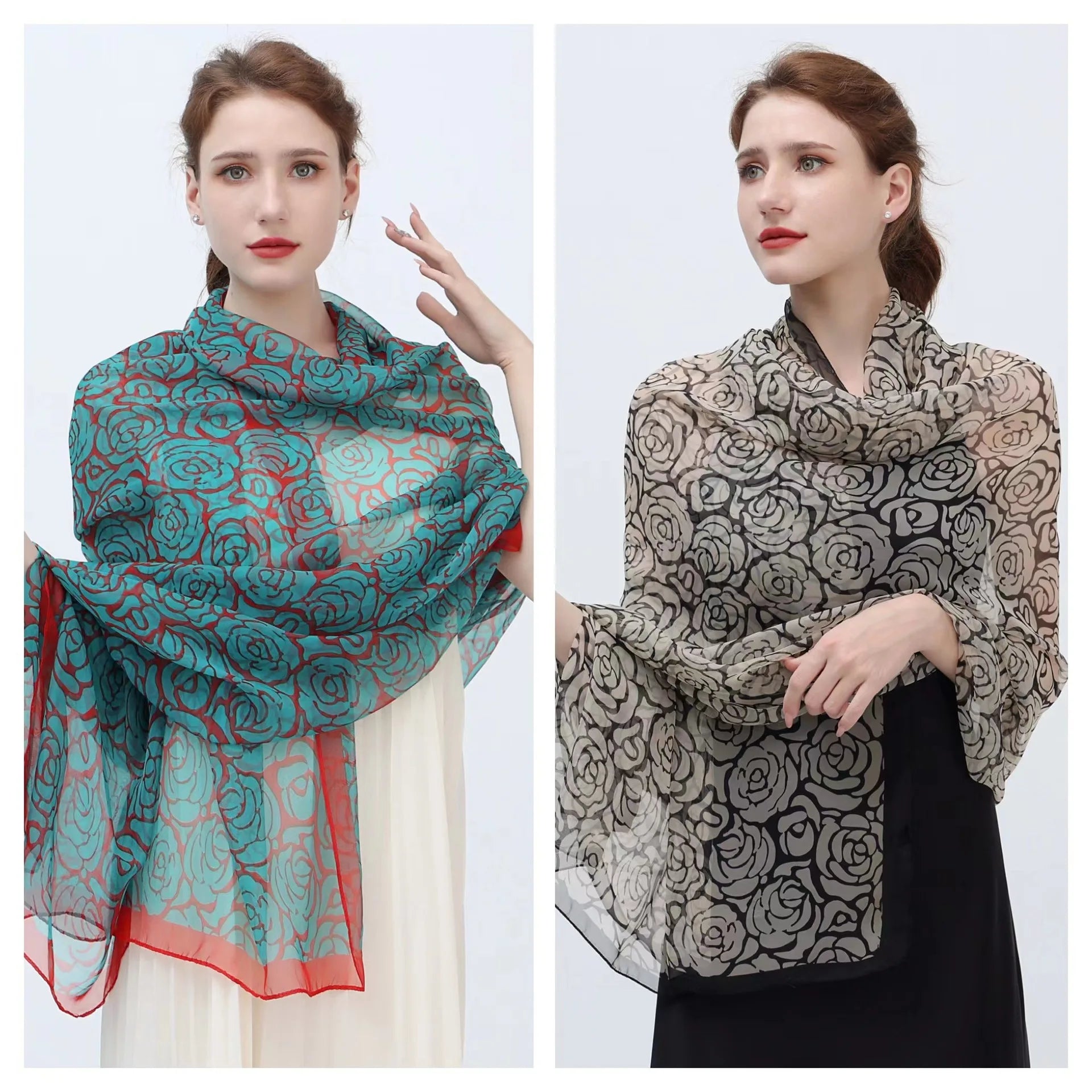 Schal Seide Modisches Design Hals Print Luxus Foulard Groß für Frauen