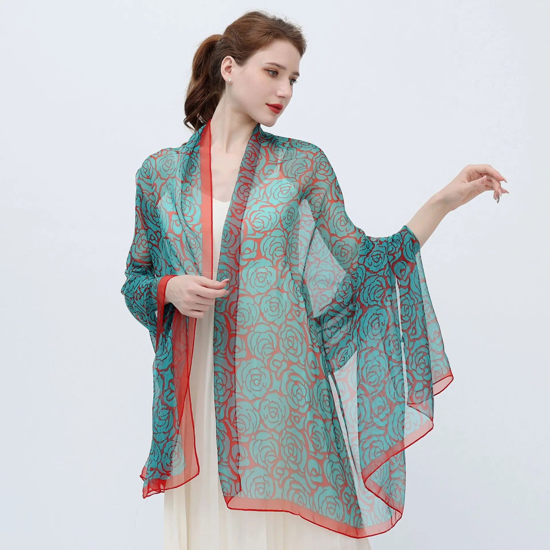 Schal Seide Modisches Design Hals Print Luxus Foulard Groß für Frauen