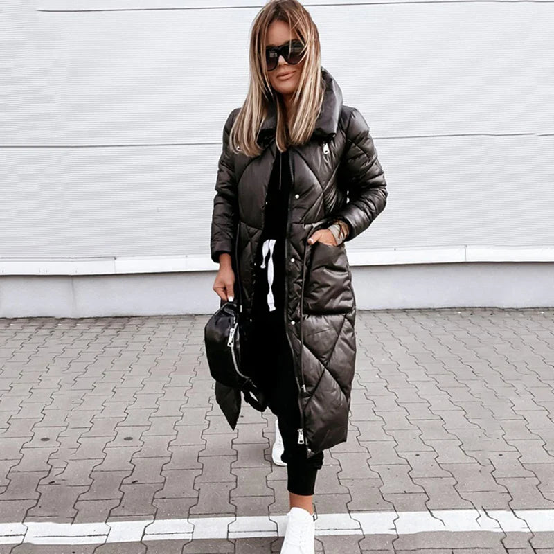 Lillymoda | Ella - Lange Wattierte Jacke für Frauen