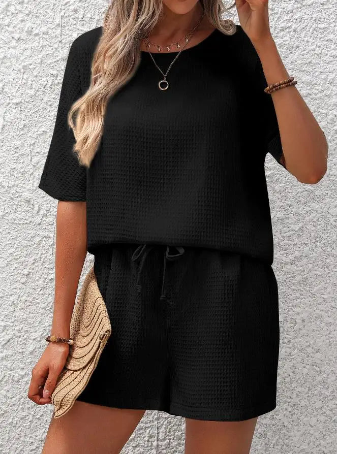 Lillymoda | Jaylee - Gestricktes lässiges Sommer-Set [Top+Shorts]