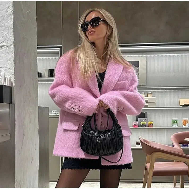 Lillymoda | Andera - Plüsch Wintermantel mit Taschen für Damen