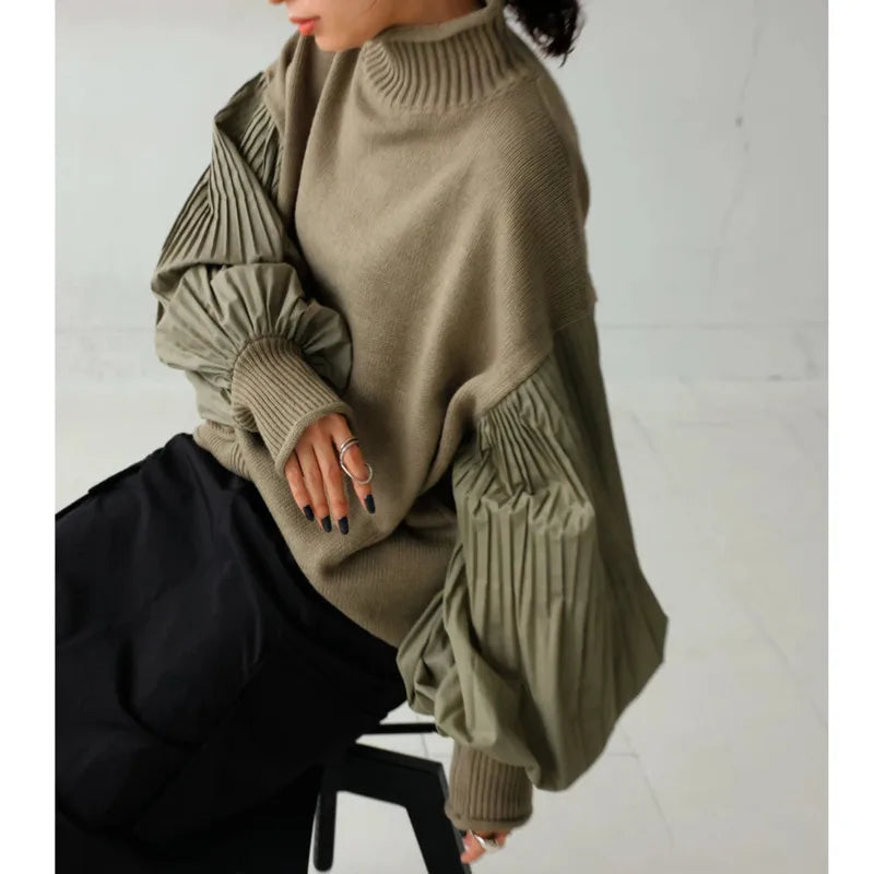 Lillymoda | Jaycee - Pullover mit Plissee-Laternenärmeln