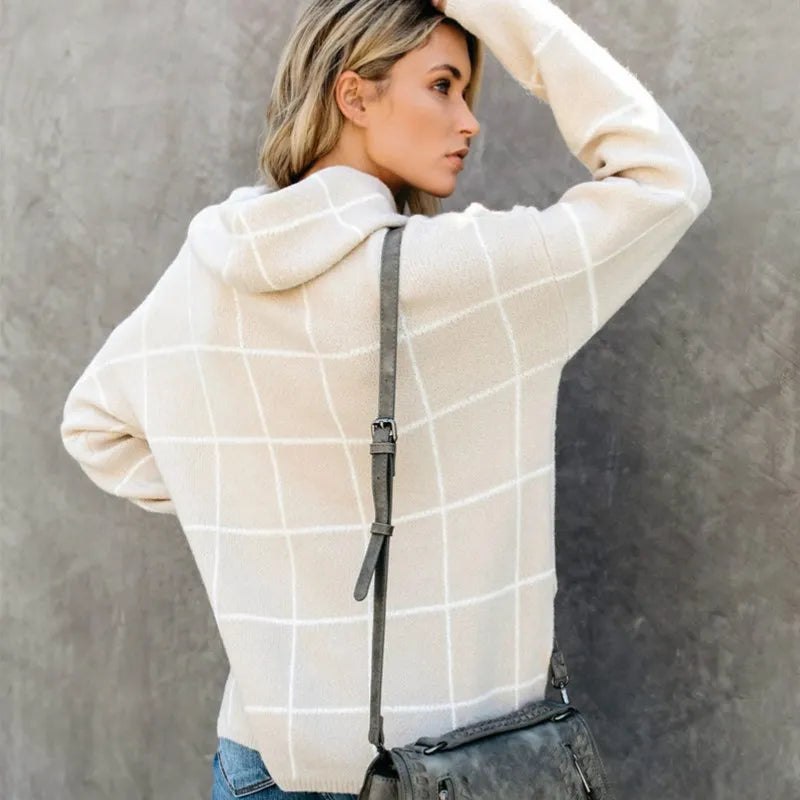 Lillymoda | Abigail - Stylischer Rollkragenpullover mit Karomuster
