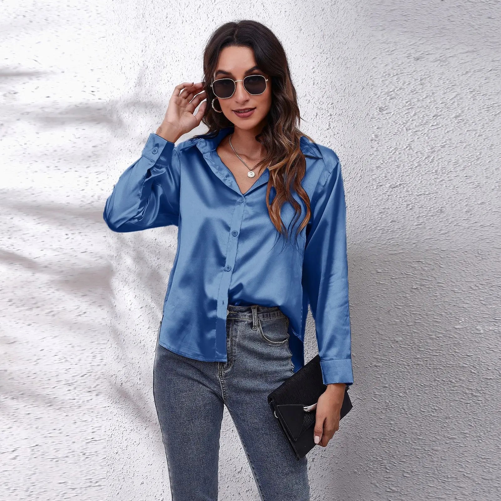 Lillymoda | Danna - Satin Charm Knopfhemd
