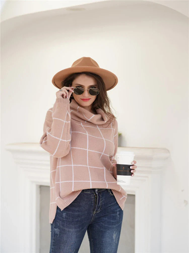 Lillymoda | Abigail - Stylischer Rollkragenpullover mit Karomuster