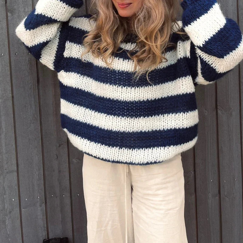 Lillymoda | Elissa - Gestreifter lockerer schicker Pullover