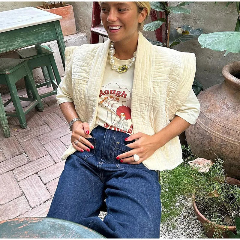 Lillymoda | Gianna - Vintage Gepolsterte Kurze Weste