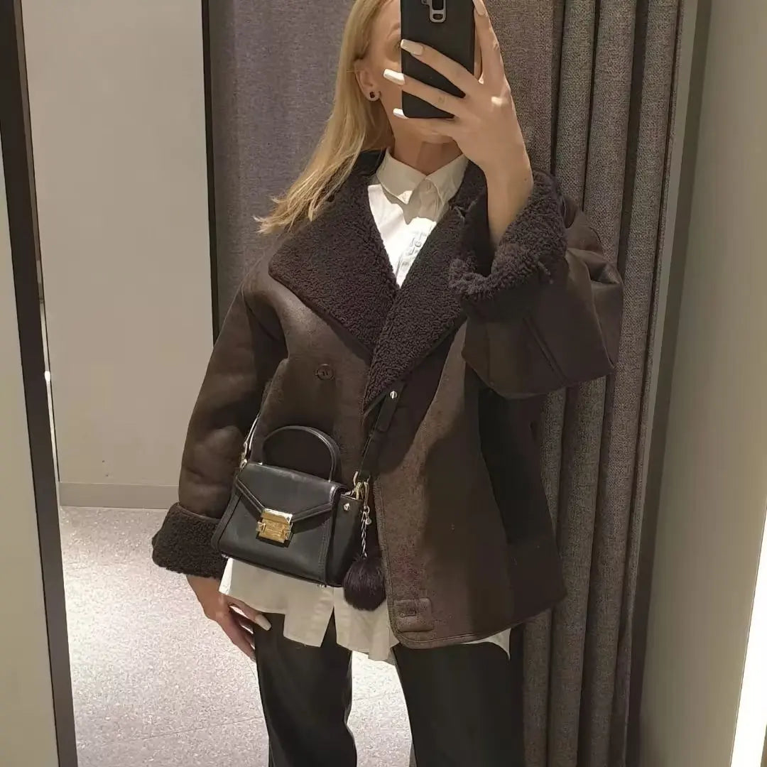 Lillymoda | Camila - Stylischer Winter-Ledermantel
