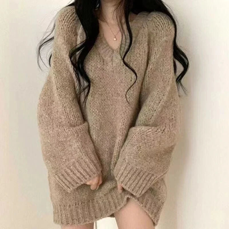 Lillymoda | Evelina - Oversized V-Ausschnitt Strickpullover