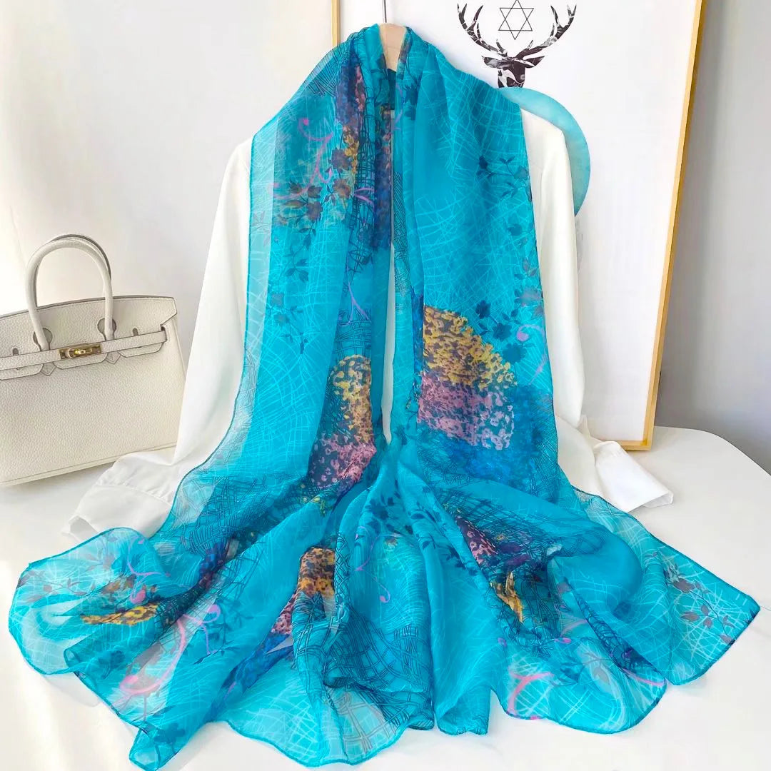 Schal Seide Modisches Design Hals Print Luxus Foulard Groß für Frauen