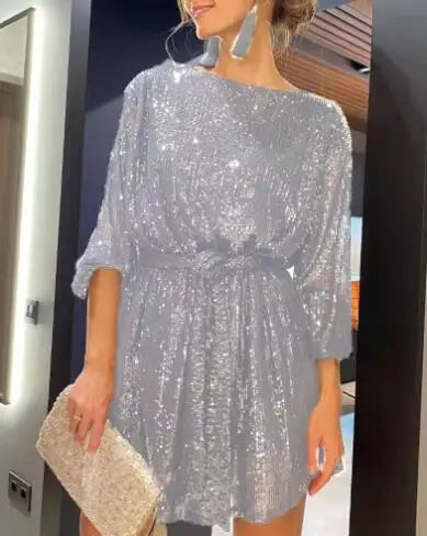 Lillymoda | Arielle - Sprakling Langärmeliges Kleid für Frauen