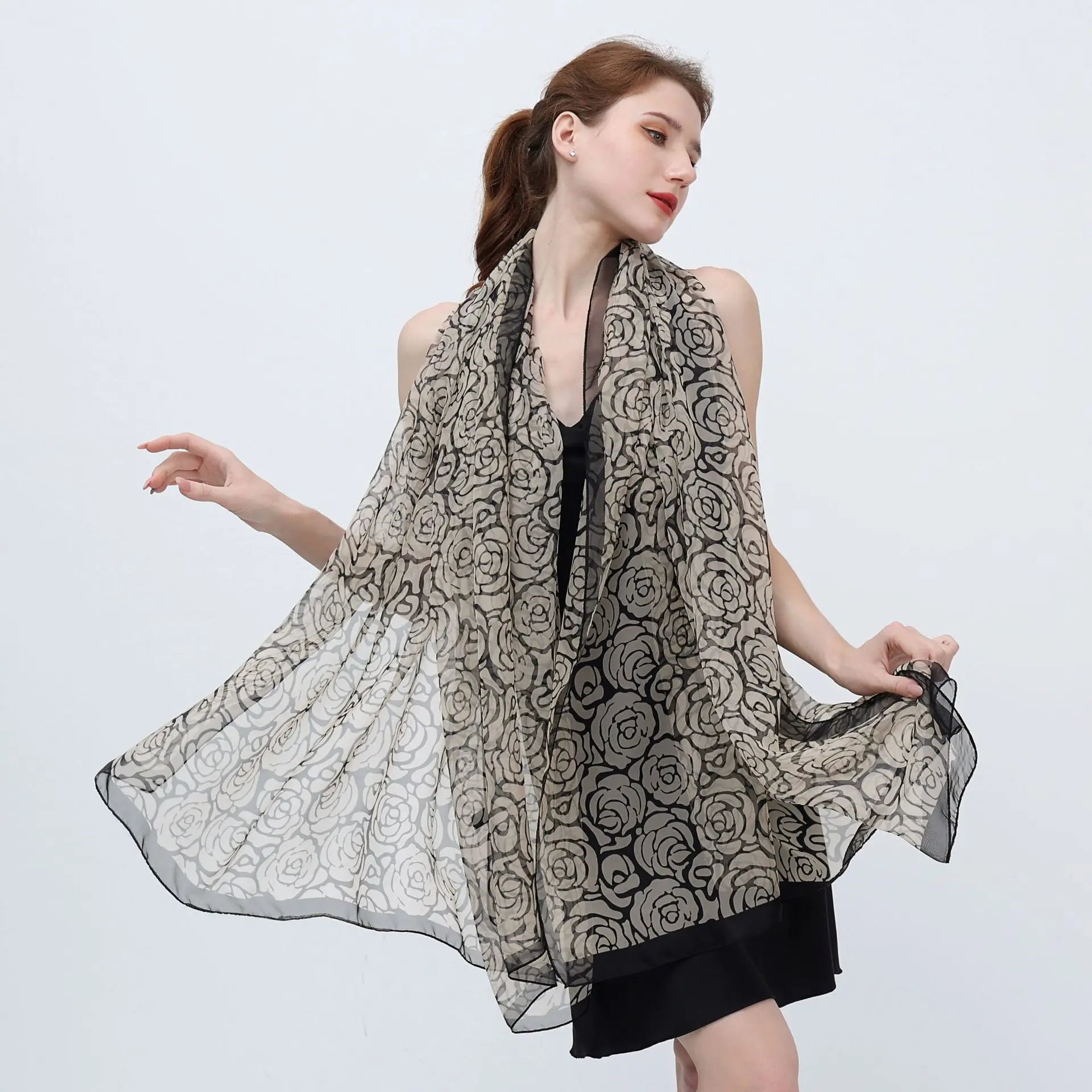 Schal Seide Modisches Design Hals Print Luxus Foulard Groß für Frauen
