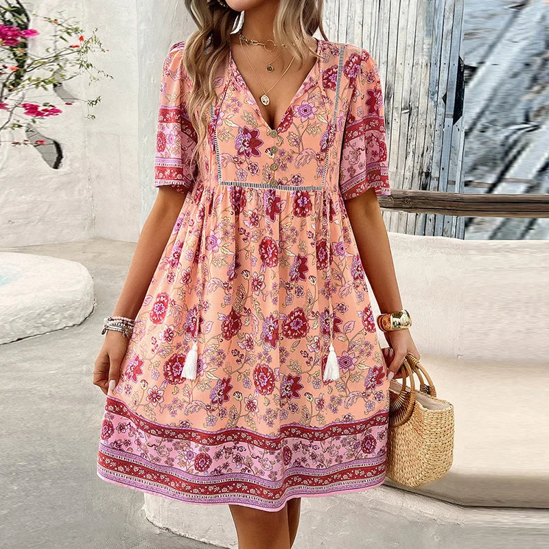 Lillymoda | Hannah - V-Ausschnitt-Midikleid