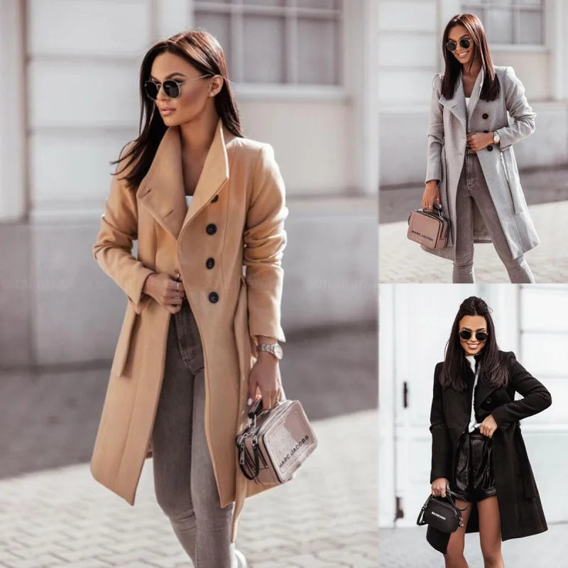 Lillymoda | Jessie - modische lange Jacke mit Knöpfen
