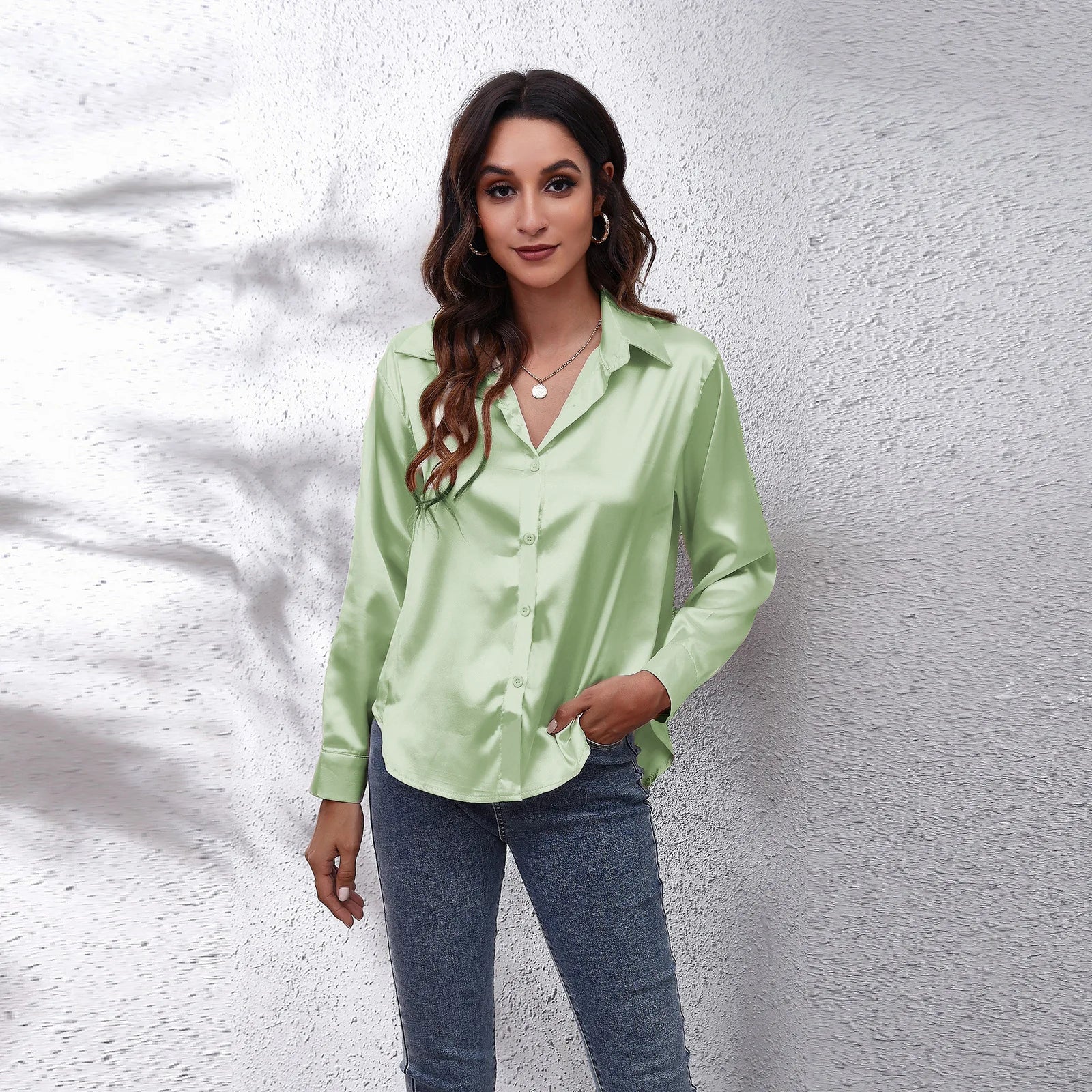 Lillymoda | Danna - Satin Charm Knopfhemd