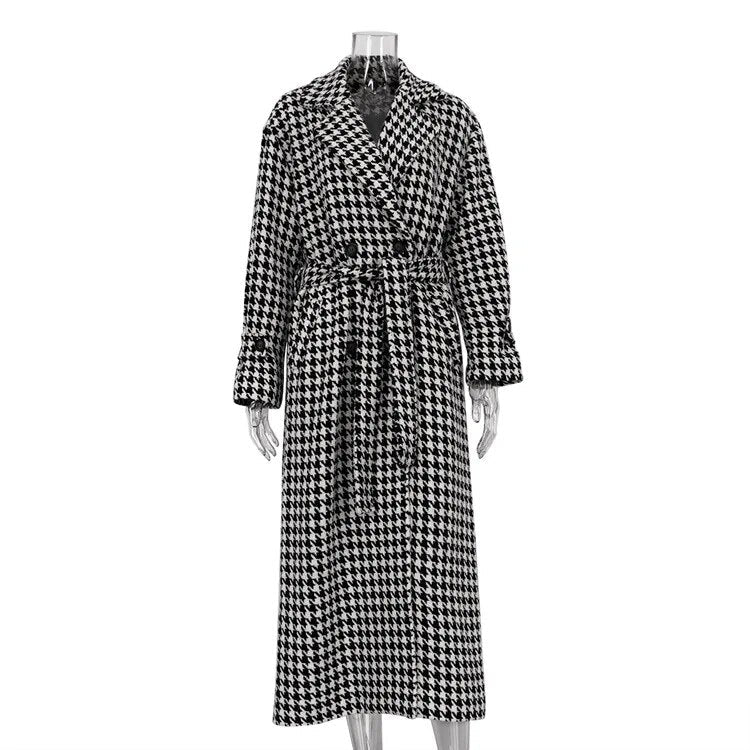 Lillymoda | Abigail – Eleganter langer karierter Mantel
