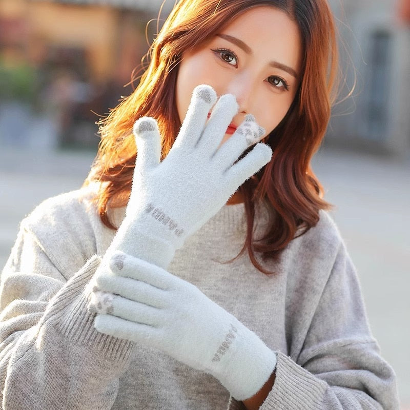 Handschuhe | Elegante und warme Baumwollhandschuhe mit Plüschfutter und Touchscreen-Funktion, perfekt fürs Radfahren