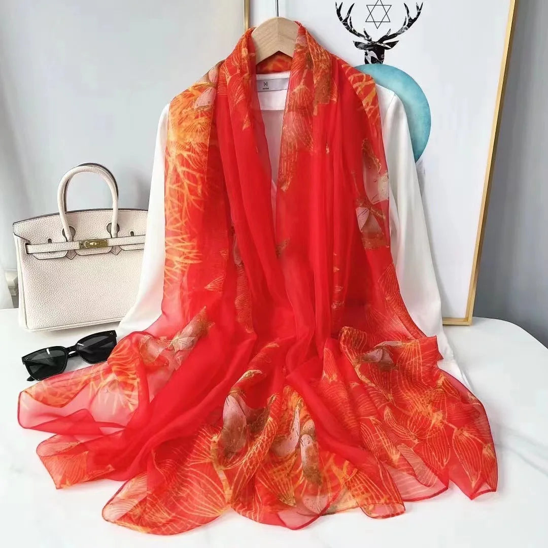 Schal Seide Modisches Design Hals Print Luxus Foulard Groß für Frauen
