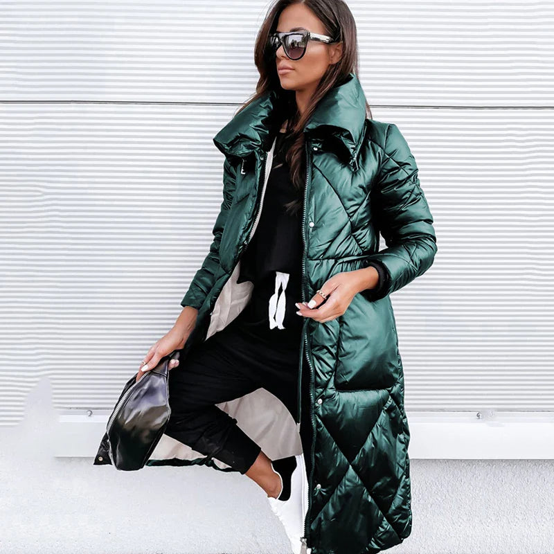 Lillymoda | Ella - Lange Wattierte Jacke für Frauen