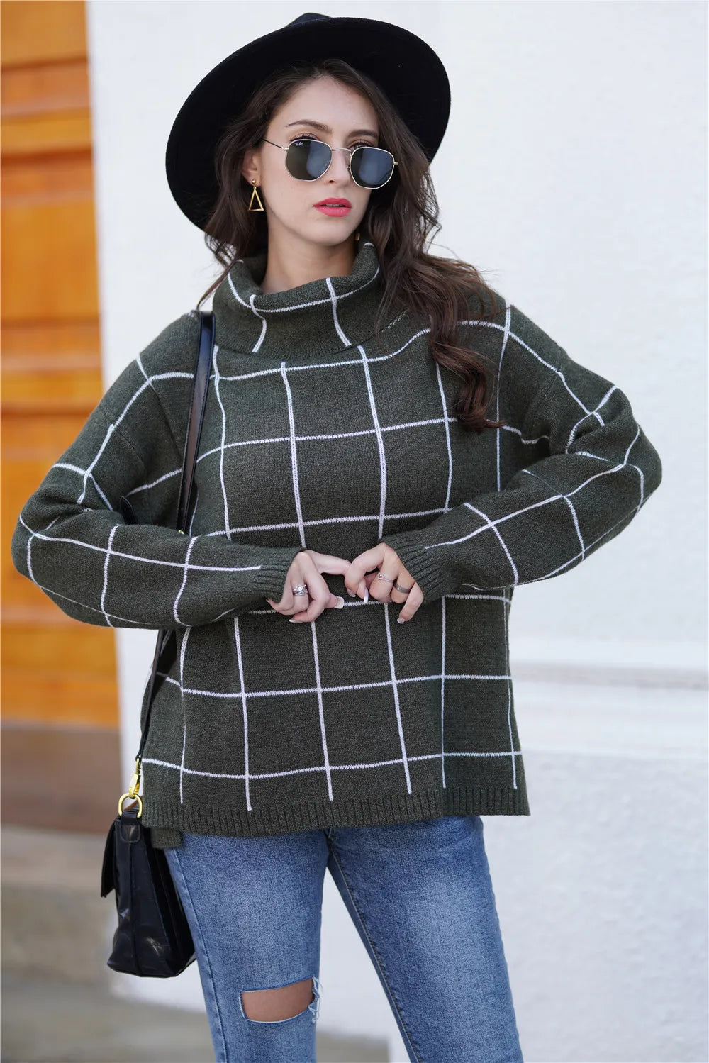 Lillymoda | Abigail - Stylischer Rollkragenpullover mit Karomuster