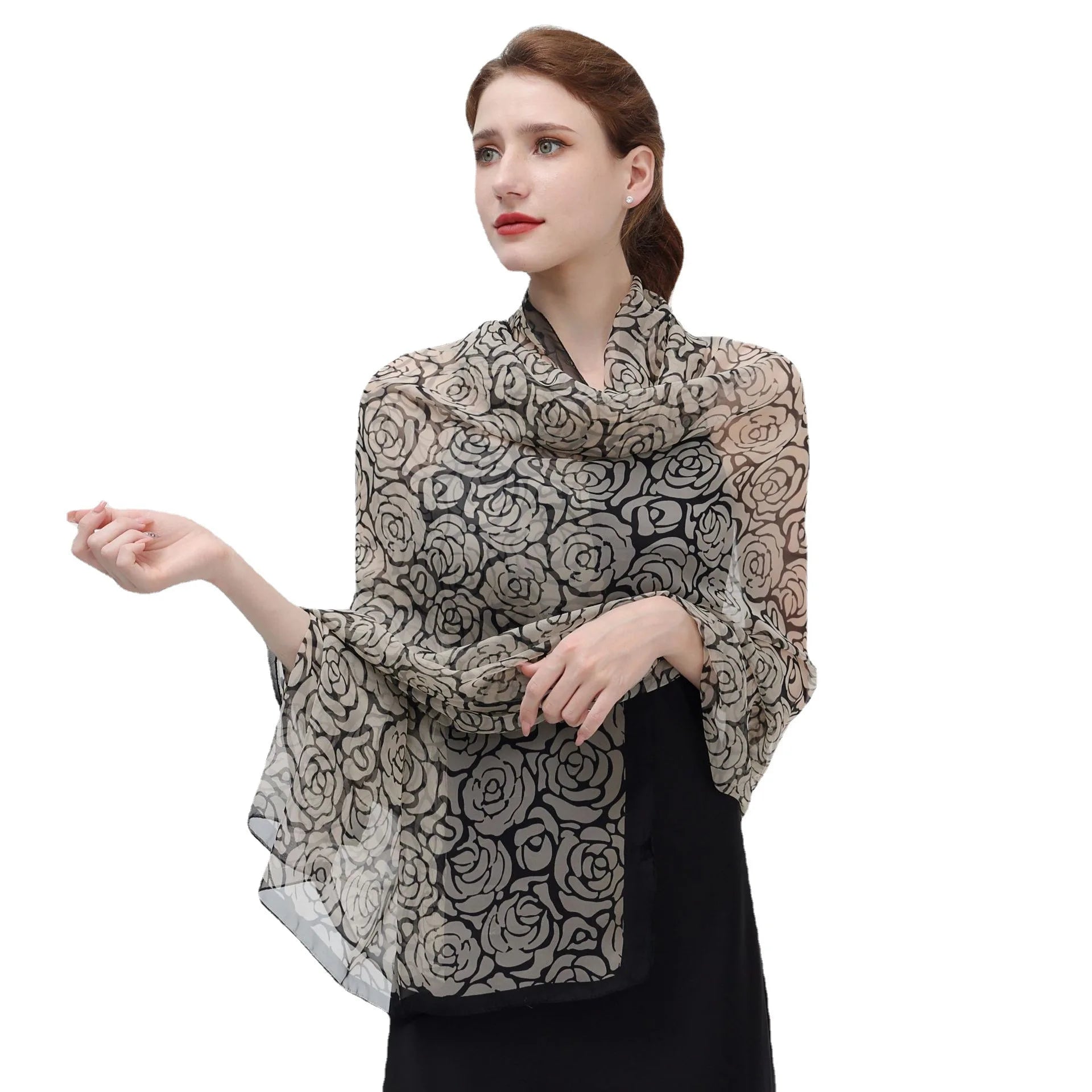Schal Seide Modisches Design Hals Print Luxus Foulard Groß für Frauen