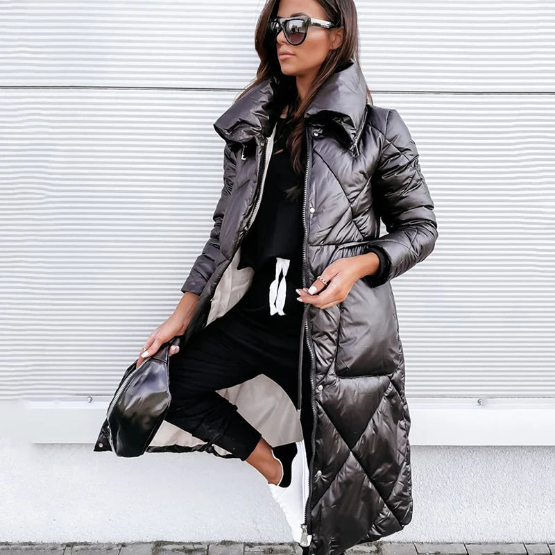 Lillymoda | Ella - Lange Wattierte Jacke für Frauen