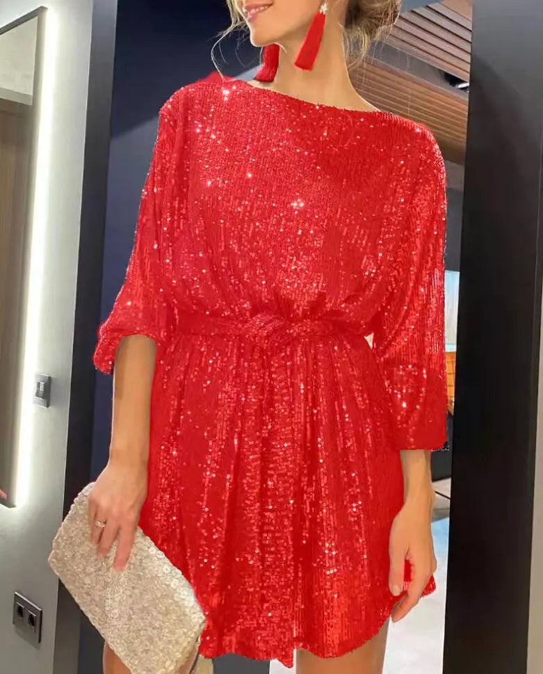Lillymoda | Arielle - Sprakling Langärmeliges Kleid für Frauen