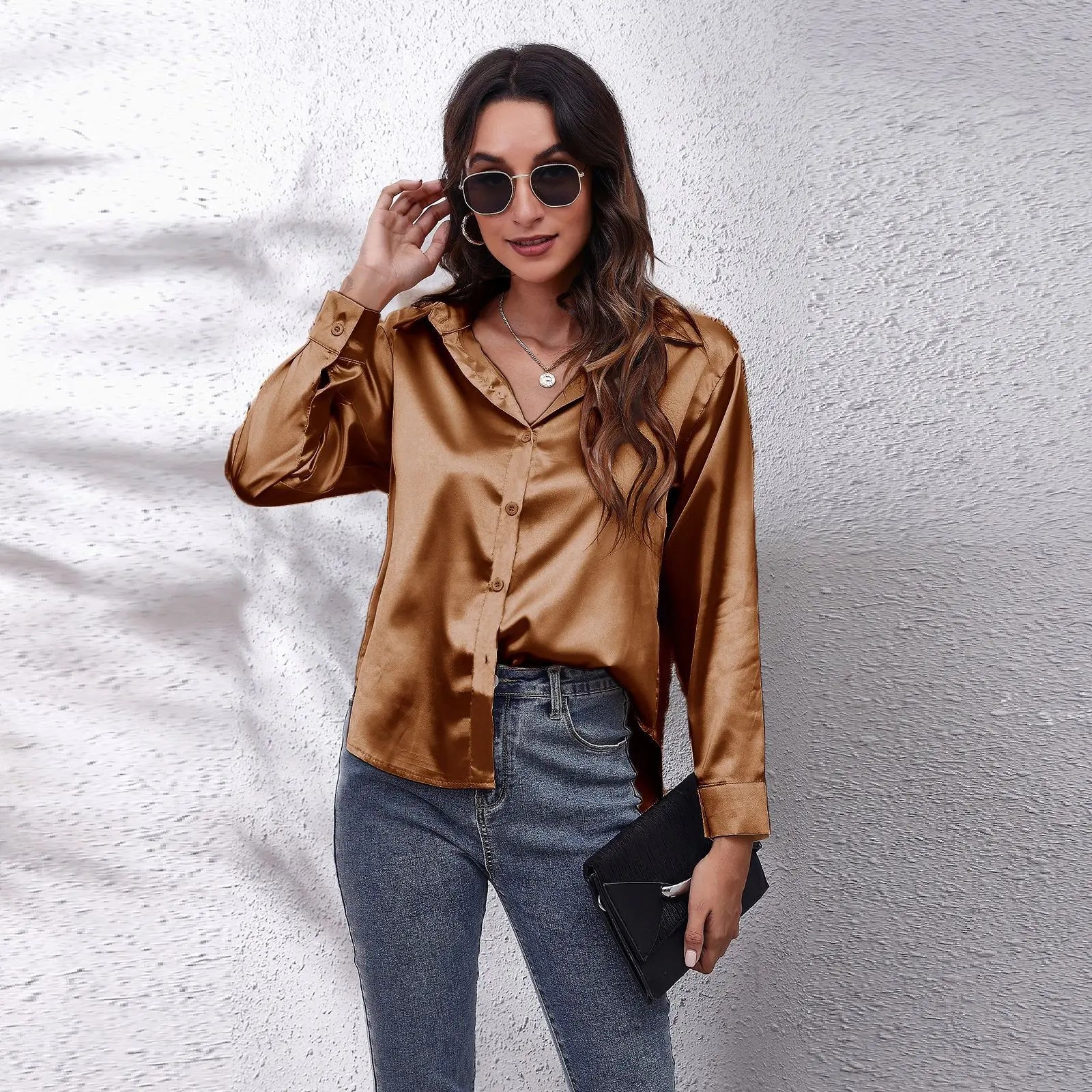 Lillymoda | Danna - Satin Charm Knopfhemd