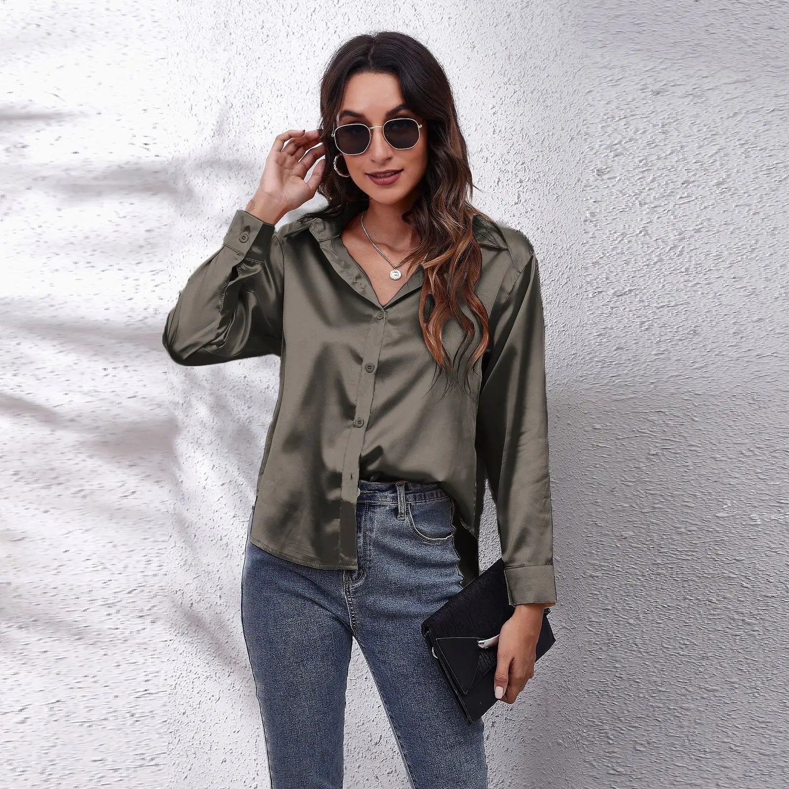Lillymoda | Danna - Satin Charm Knopfhemd