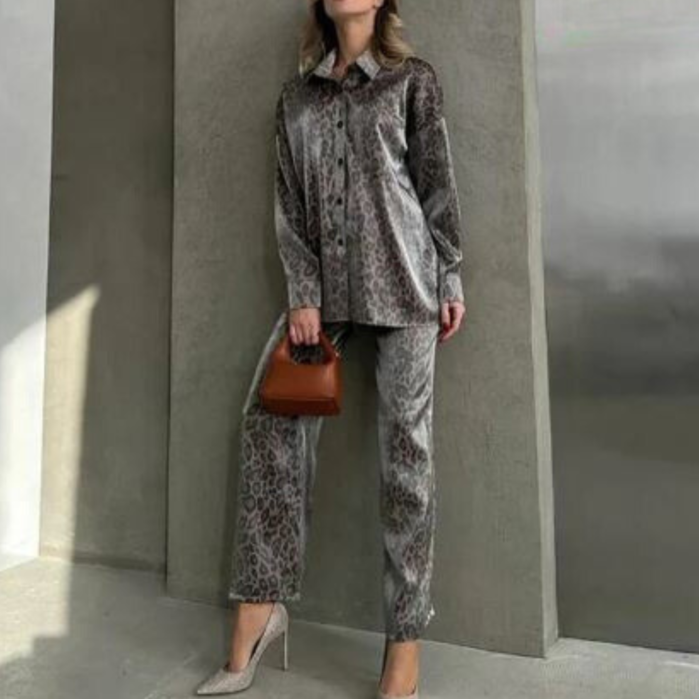 Lillymoda | Claudia - Leopardenmuster Streetwear-Set [Jacke + Hose]