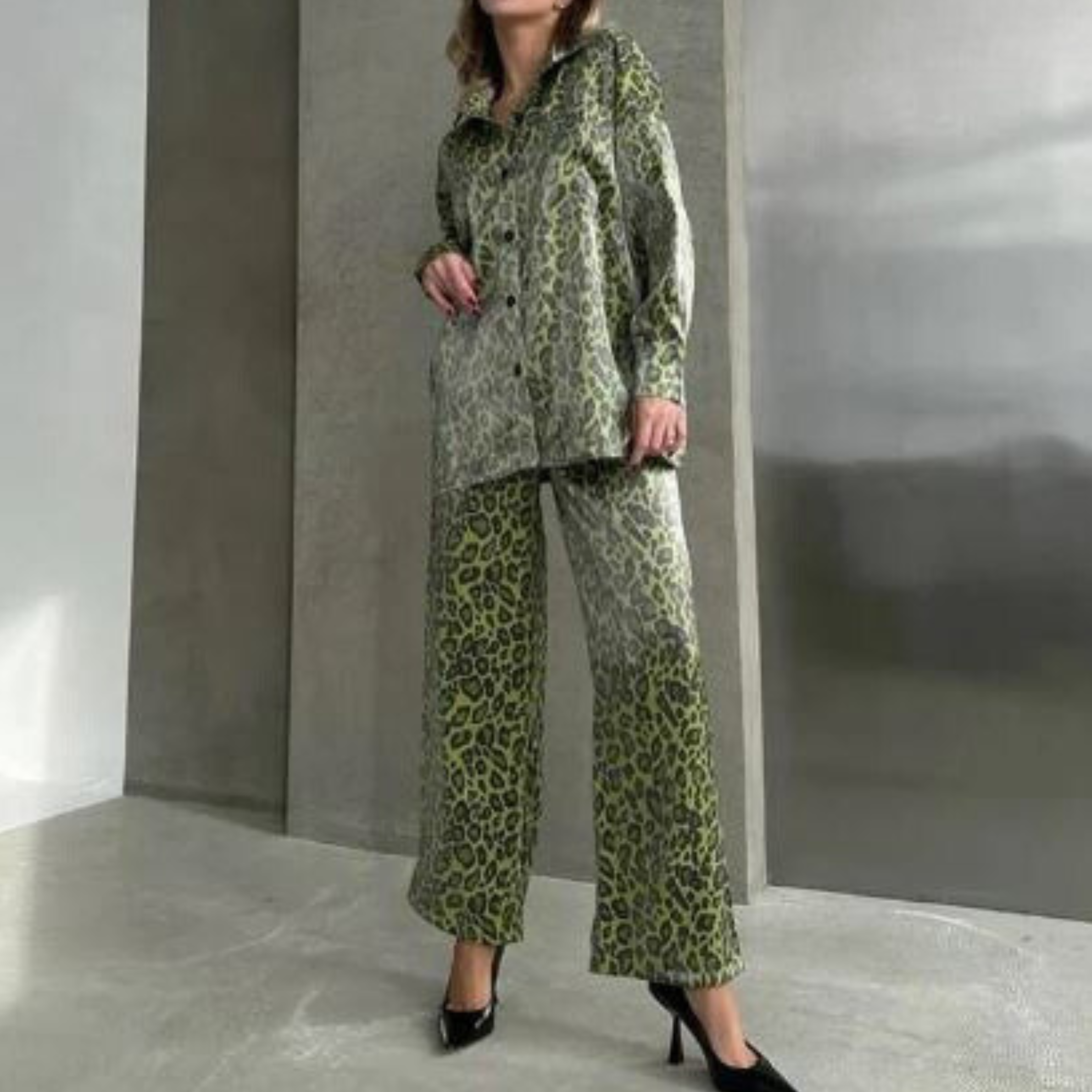 Lillymoda | Claudia - Leopardenmuster Streetwear-Set [Jacke + Hose]
