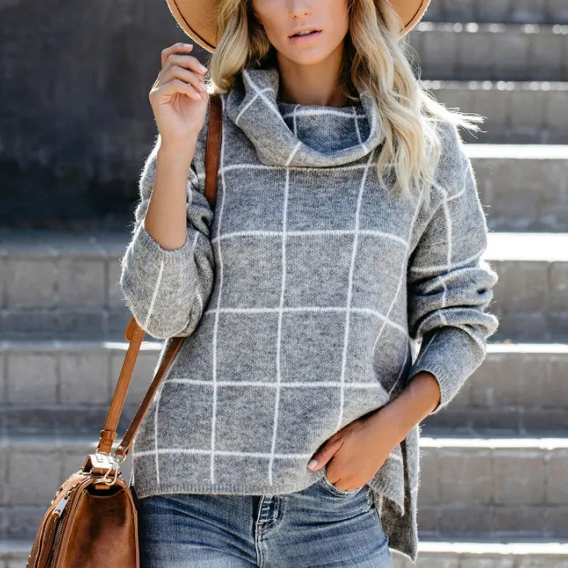 Lillymoda | Abigail - Stylischer Rollkragenpullover mit Karomuster