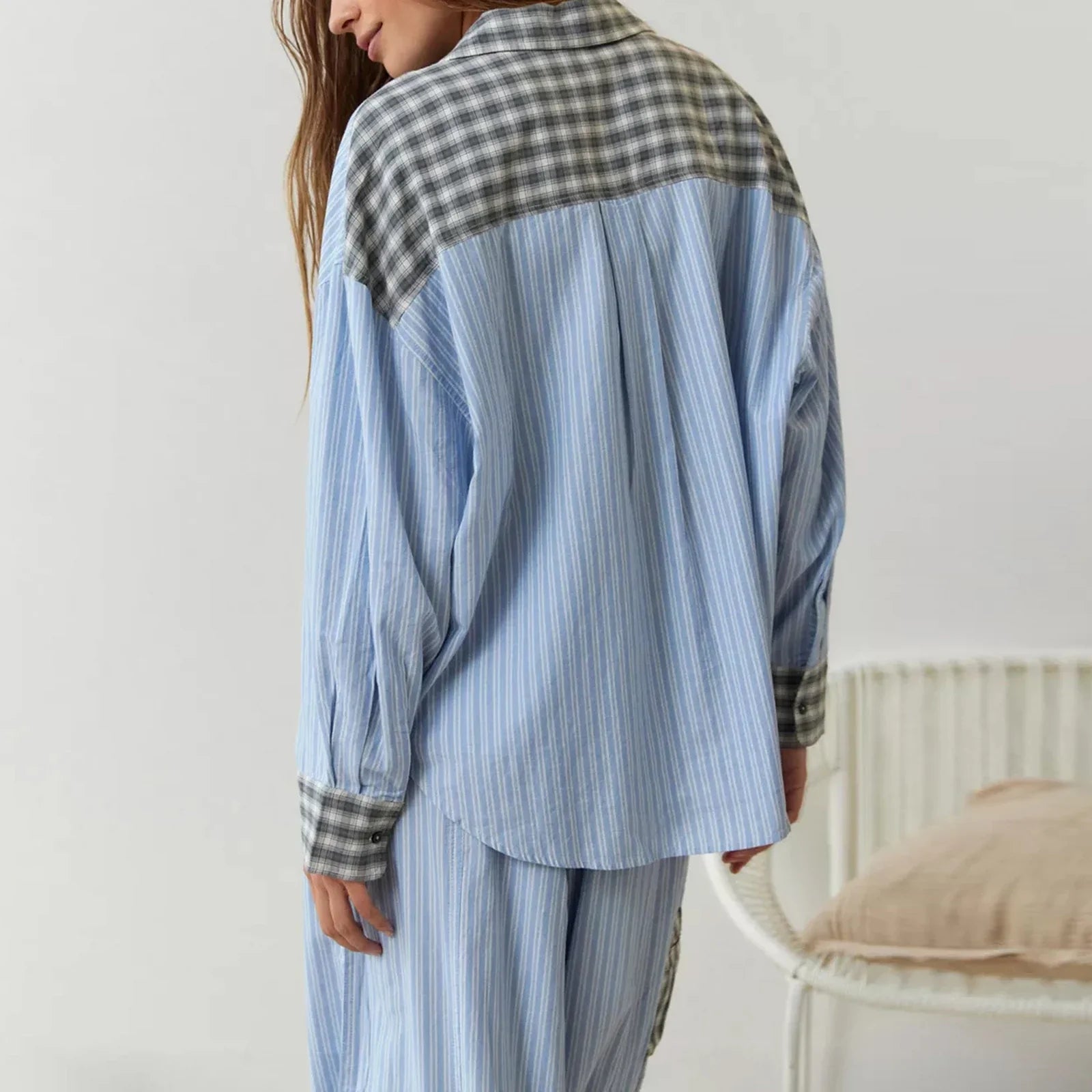 Lillymoda | Amelia - Kariertes Pyjama-Set für Frauen [Langarm Oberteil + Hose]