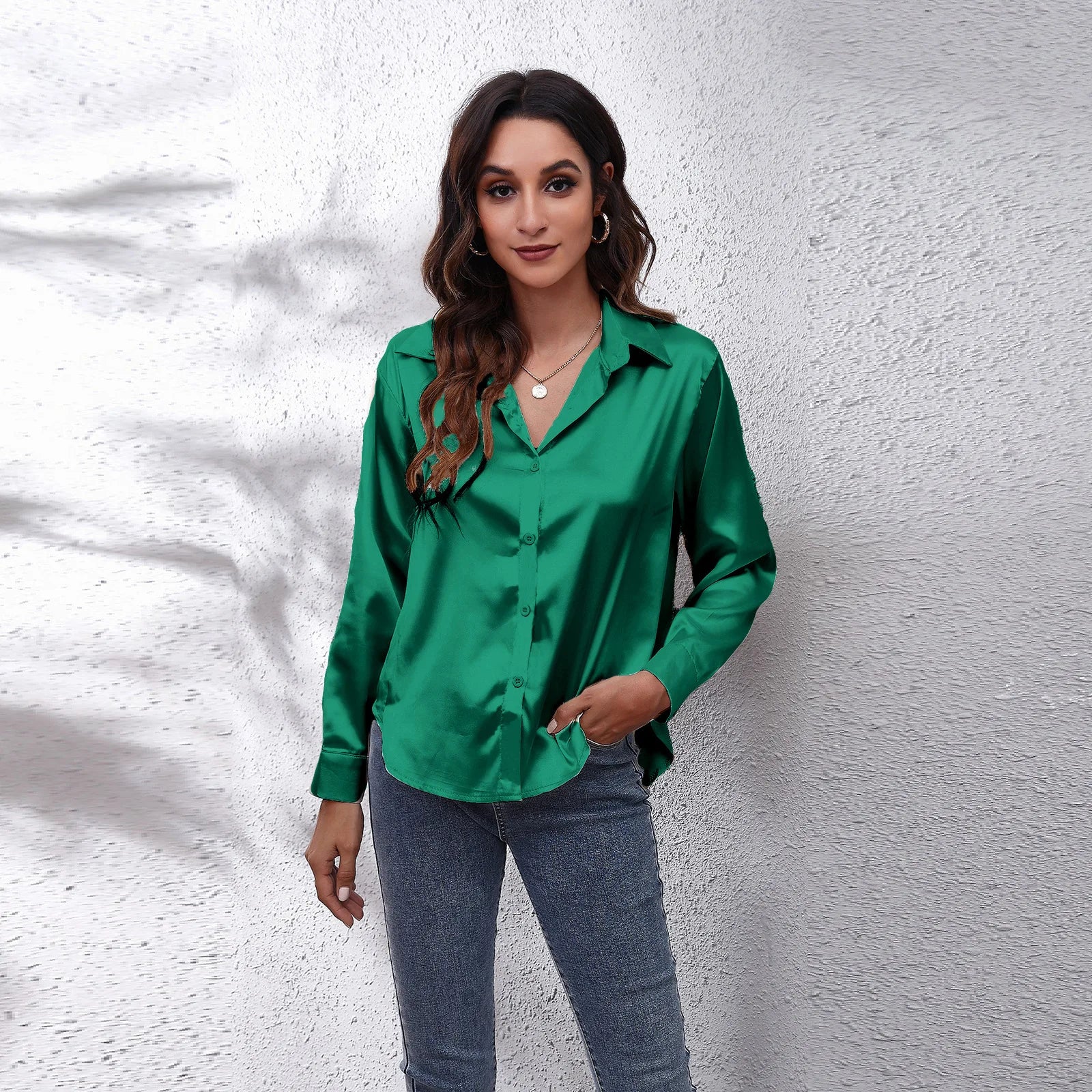 Lillymoda | Danna - Satin Charm Knopfhemd