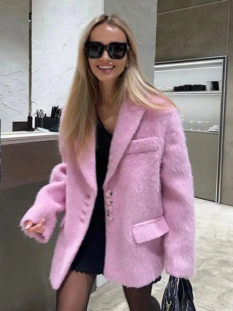 Lillymoda | Andera - Plüsch Wintermantel mit Taschen für Damen