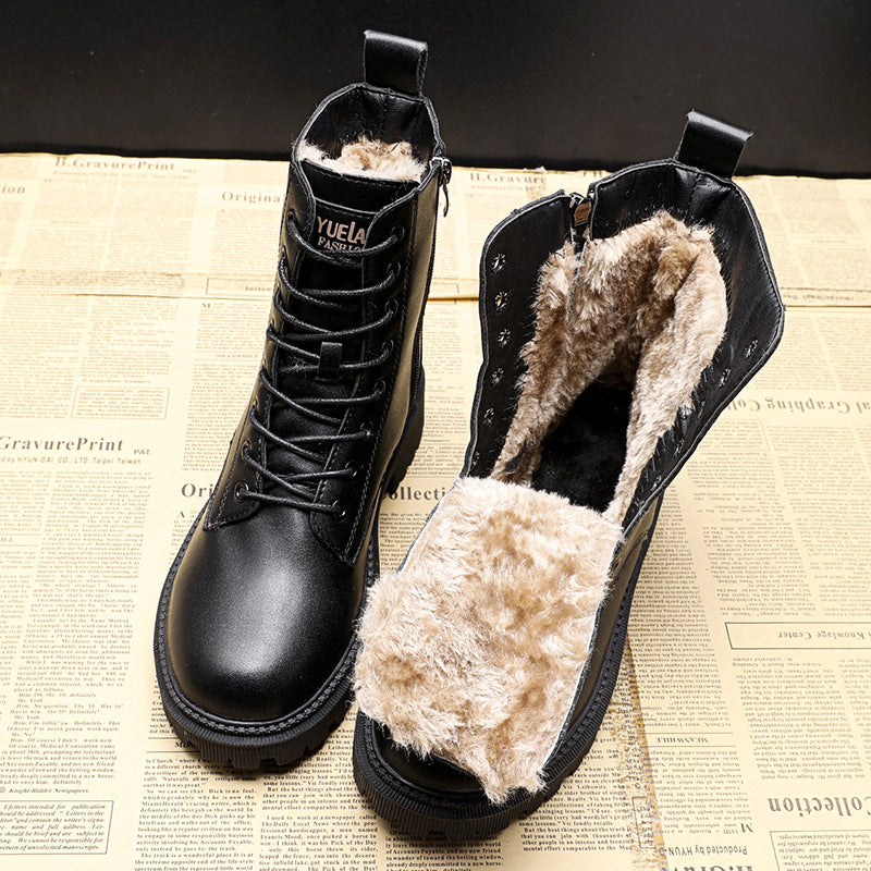 Lena | Schwarze Winterstiefel aus Leder