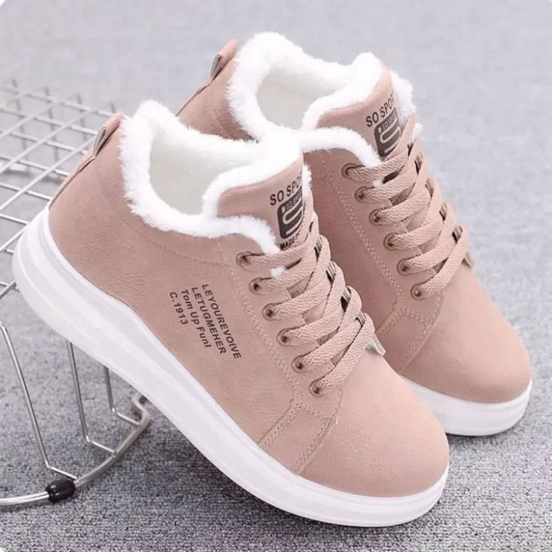 Lillymoda | Camella - Plüsch-Winterstiefel mit Schnürsenkeln