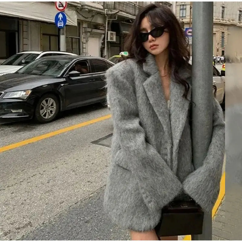 Lillymoda | Andera - Plüsch Wintermantel mit Taschen für Damen