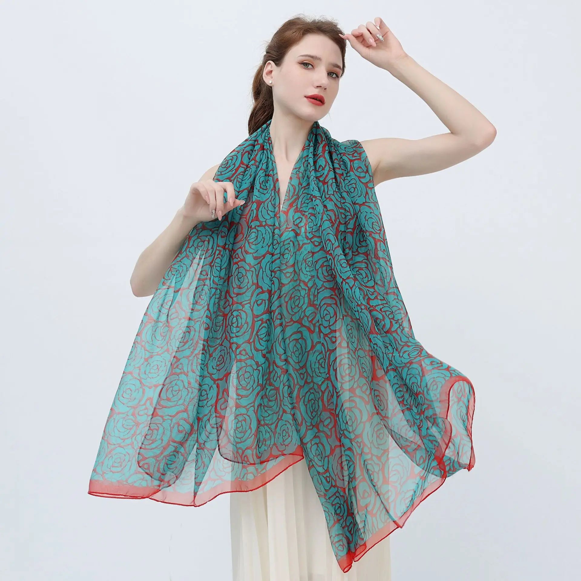 Schal Seide Modisches Design Hals Print Luxus Foulard Groß für Frauen