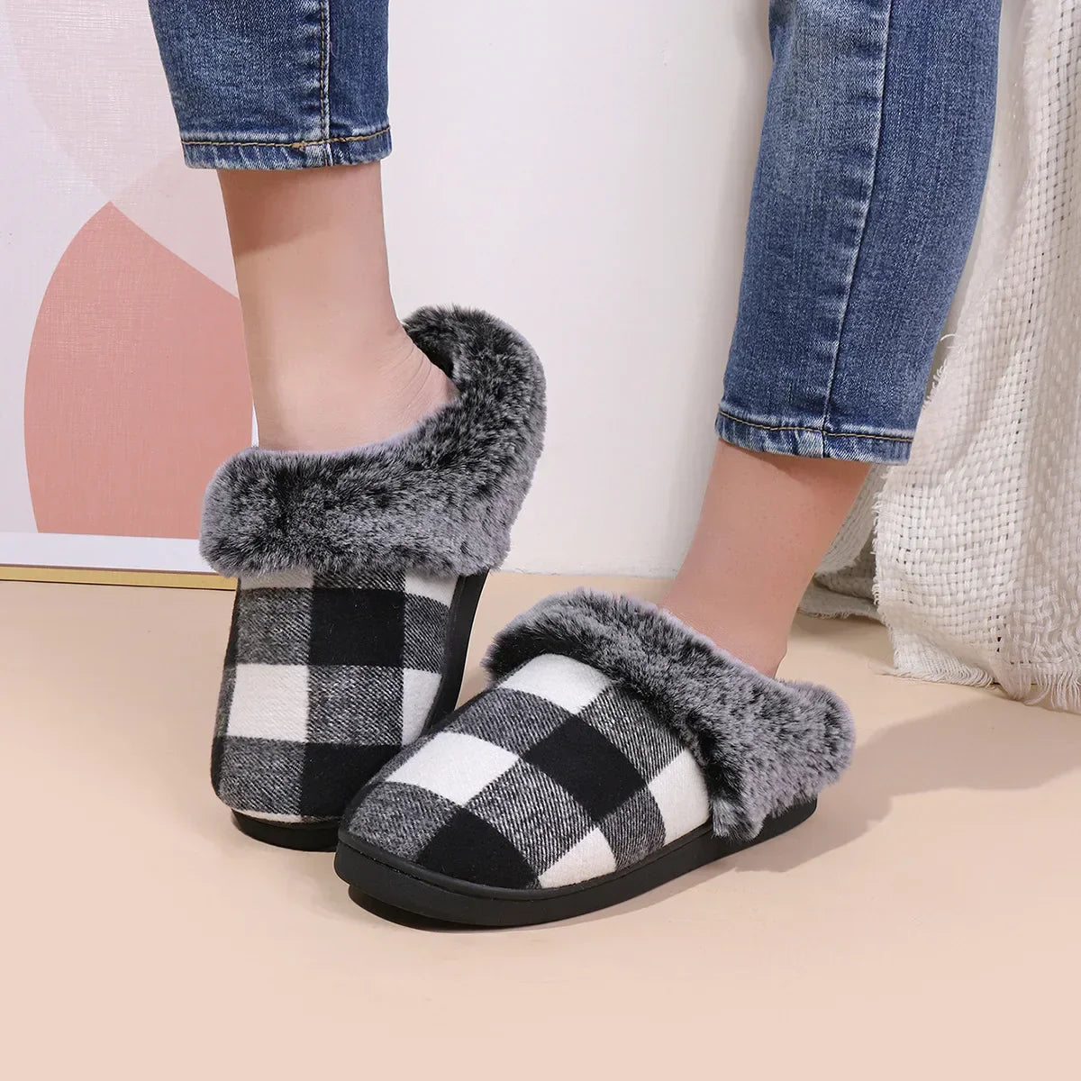 Lillymoda | Cozy Plaid - dicke gemütliche Fleece-Pantoffeln