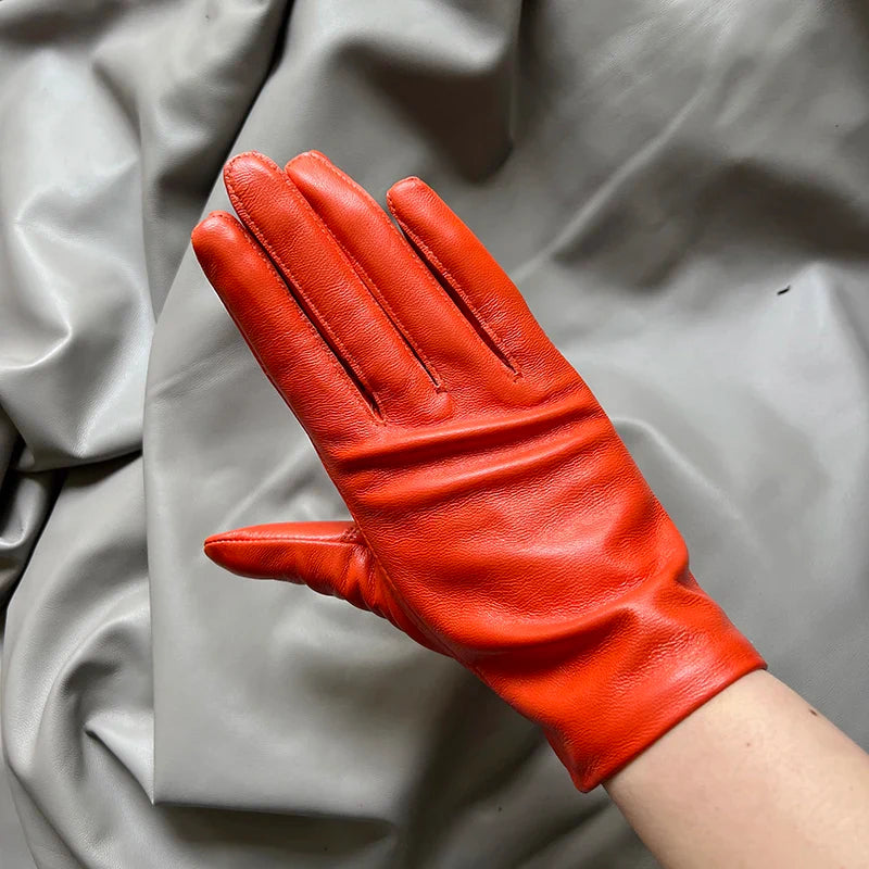 Handschuhe aus echtem Lammfell und Leder, ideal für Herbst und Winter für Frauen
