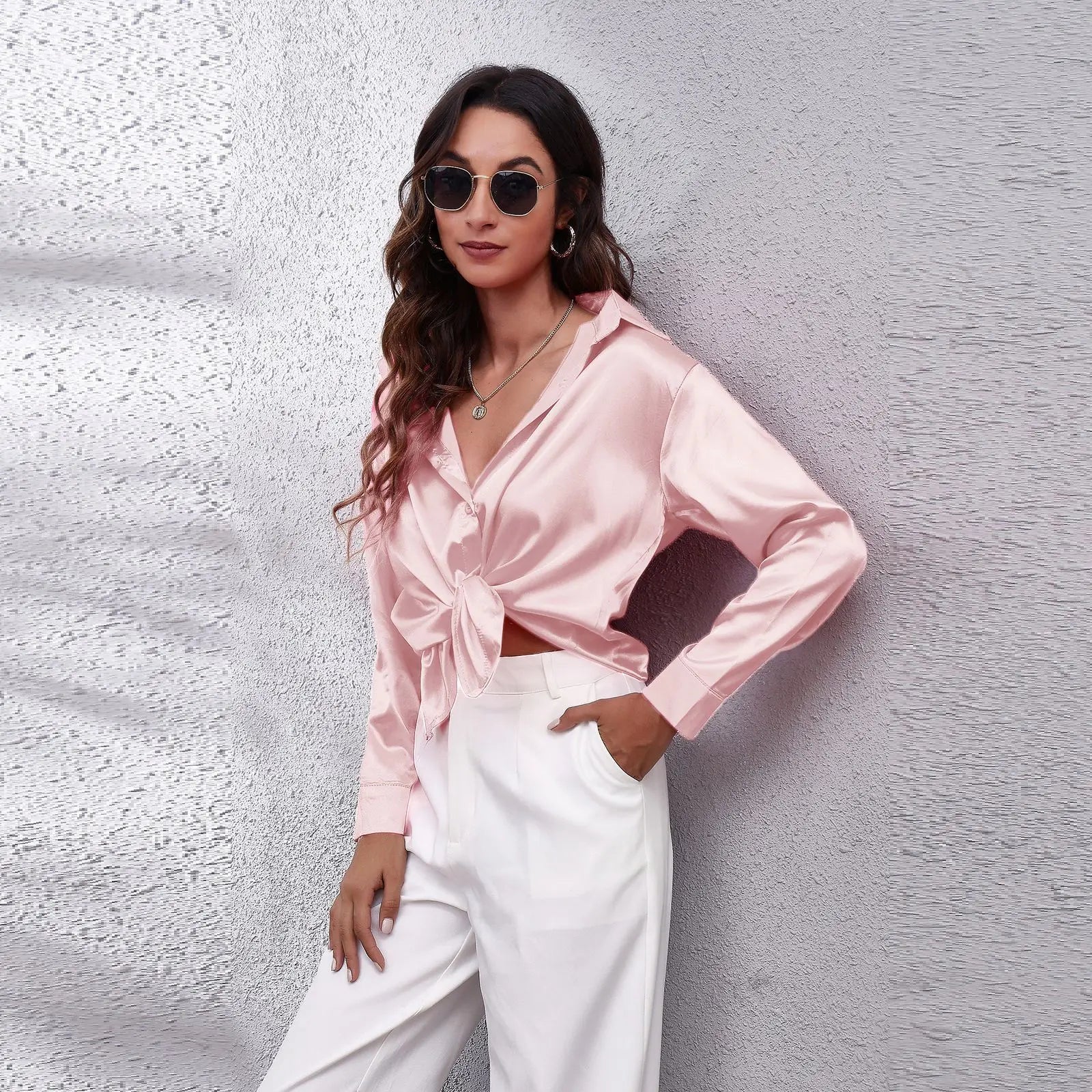 Lillymoda | Danna - Satin Charm Knopfhemd