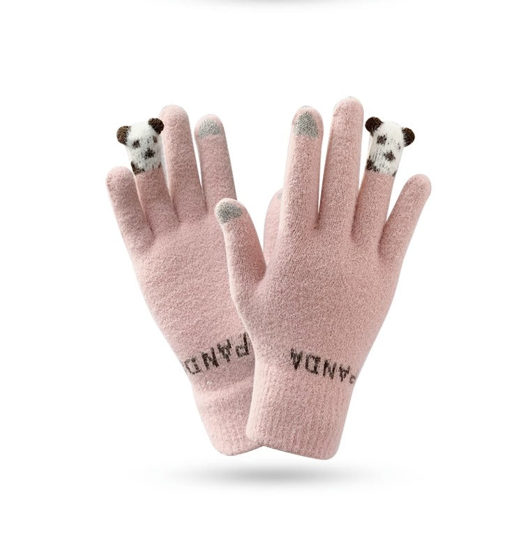 Handschuhe | Elegante und warme Baumwollhandschuhe mit Plüschfutter und Touchscreen-Funktion, perfekt fürs Radfahren
